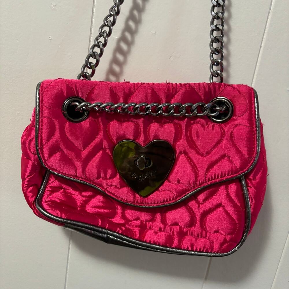 Betsey Johnson Pink Quilted Heart Bag